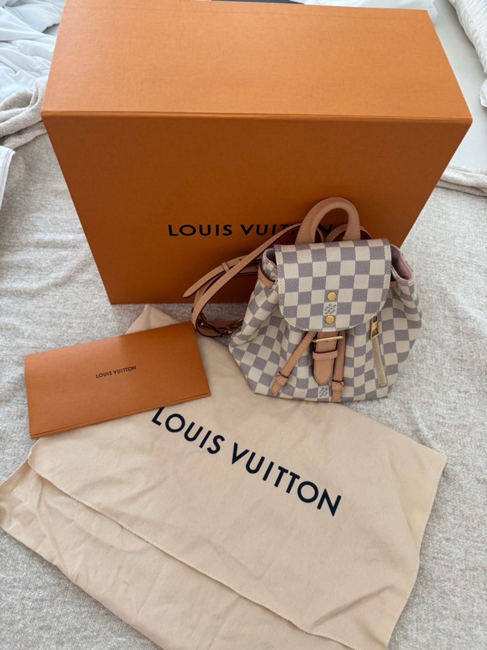 Louis Vuitton Sperone bb Checkered Drawstring Backpack with Pink Trim - Picture 3 of 8